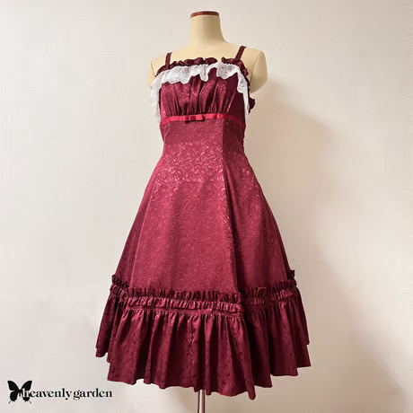 [Himmlischer Garten] Himmlischer Garten Rose Jacquard Prinzessin Line Jumper Rock/Wein