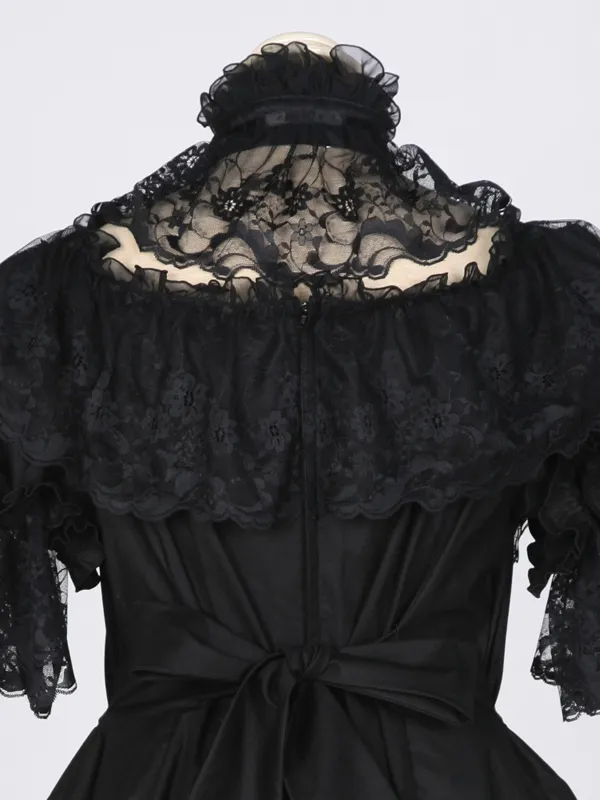 [MARBLE] Marble voluminous dress tuck dress with lace collar: white x white