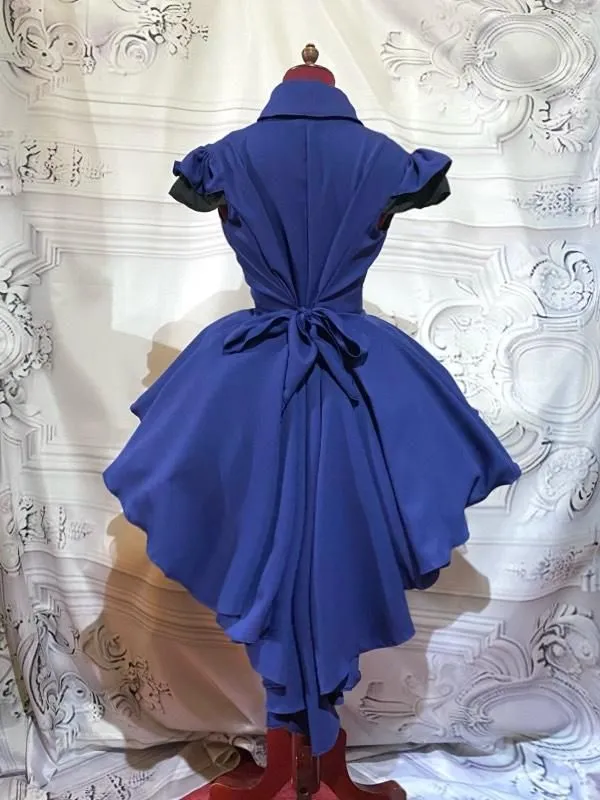[MARBLE] Marble Gothic style elegan with styling jacket type drape dress: blue