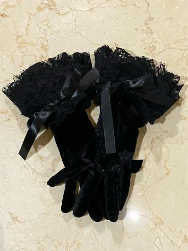 【MARBLE】マーブル　ショートグローブ：黒ベロア