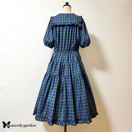 【heavenly garden 】ヘヴンリィ ガーデン　ガーリッシュワンピース・緑タータン
