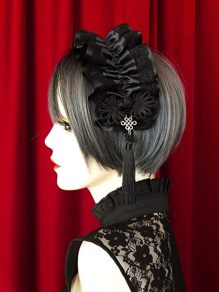 [Estrellas] Estrellas Asian Gothic Quasten Stirnband/Schwarz x Schwarz