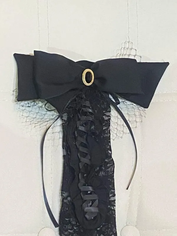 [大理石]胸花的经典花边手套：黑色蕾丝