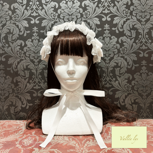 【Vallée lys】ヴァレリス　Lace Enchantment Headdress　 White/Ivory/Wine/Purple/Navy/Black×White/Black