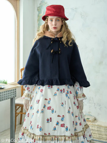 [Victorian Maiden] Victorian Maiden Paddington™ Duffel Cape Beige/Bordeaux/Navy