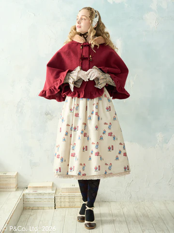 [Victorian Maiden] Victorian Maiden Paddington™ Duffel Cape Beige/Bordeaux/Navy