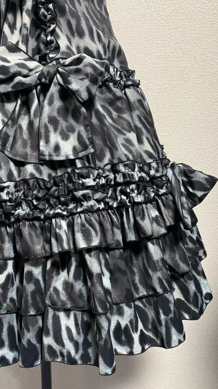 [Physical Drop] Physical Drop Ruffle Dress [Leopard print black, mini length]