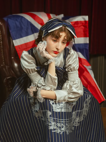 【Victorian maiden】ヴィクトリアンメイデン　★ご予約受付中★ Thick英国レジメンタルリボンヘッドドレス　ボルドー/ネイビー/ブラック