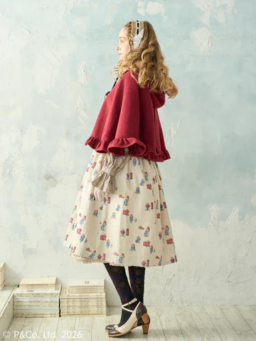 [Victorian Maiden] Victorian Maiden Paddington™ Duffel Cape Beige/Bordeaux/Navy