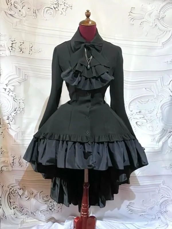 [Marmor] Marmor Gothic Diamond Schnitt Thai Bluse Thai Kleid: Schwarz x blauer Elliptikstein