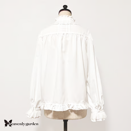 【heavenly garden 】ヘヴンリィ ガーデン　プリーツスタンドカラーブラウス・白