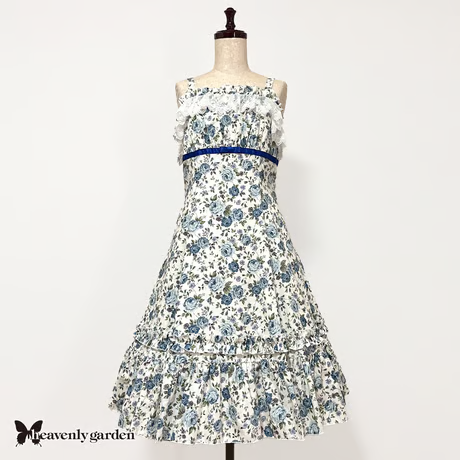 【heavenly garden 】ヘヴンリィ ガーデン　ローズプリンセスラインジャンパースカート・ブルー