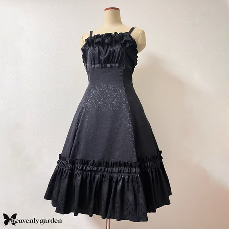 [Himmlischer Garten] Himmlischer Garten Rose Jacquard Prinzessin Linie Jumper Rock Schwarz