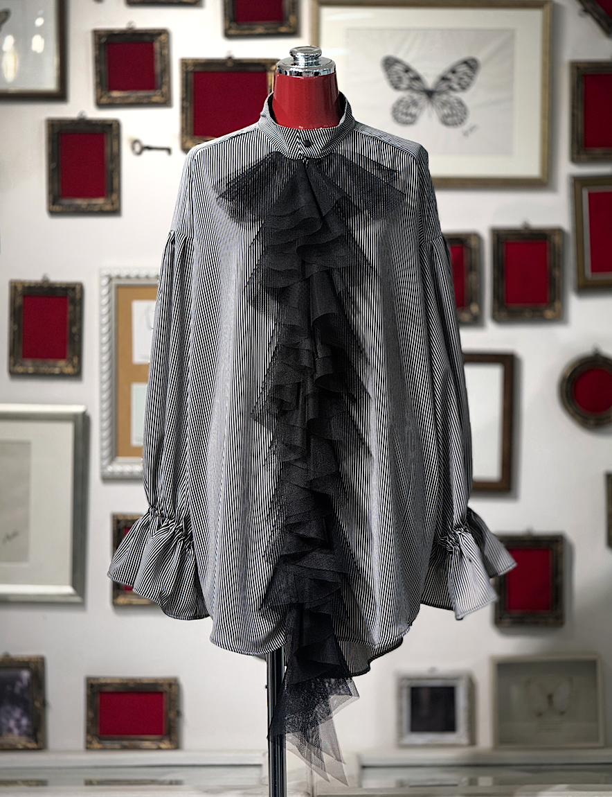 【Na+H】エヌエープラスエイチ　mirrorストライプシャツ