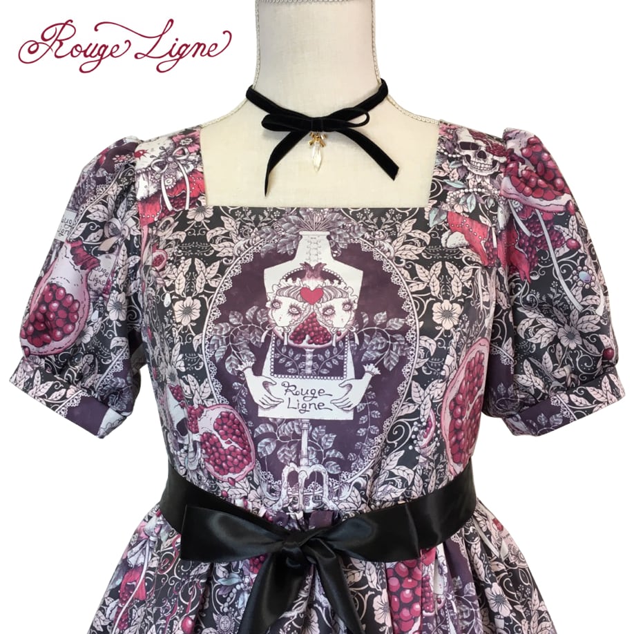 [Rouge Ligne] Rouge Ligne The Pomegranate Dress I Loved/Pink×Black