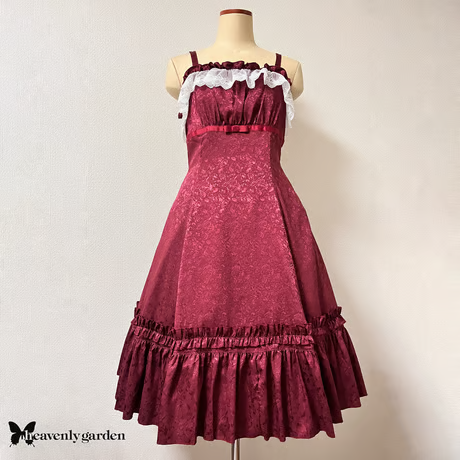 [Himmlischer Garten] Himmlischer Garten Rose Jacquard Prinzessin Line Jumper Rock/Wein