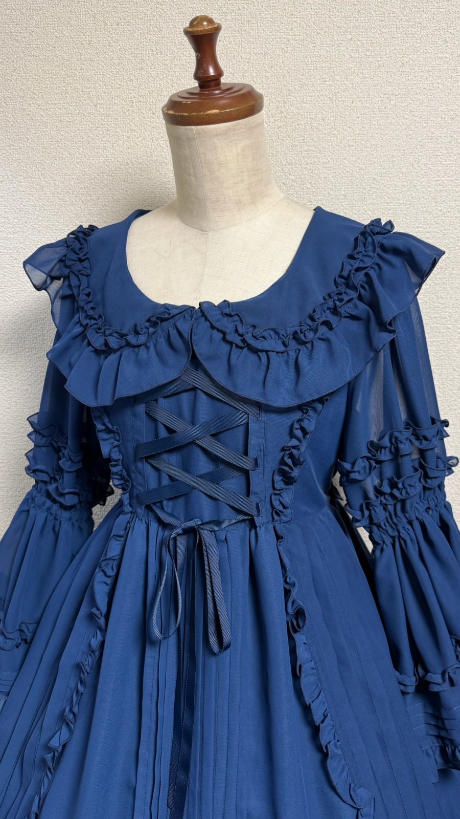 【Physical Drop】フィジカルドロップ　クラシカル姫袖ドレス【ネイビー】