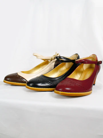 [Victorian Maiden] Victorian Lady Pumps Ivory x Brown/Bordeaux/Black