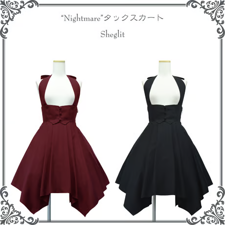 【Sheglit】シェグリット　"Nightmare"タックスカート　ボルドー/ブラック