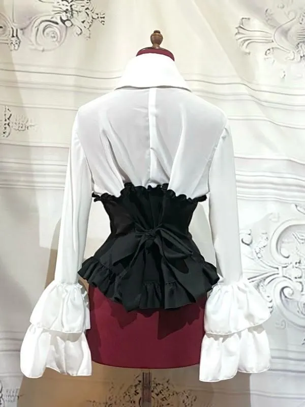 [MARBRE] Chemisier commutable en marbre avec lien croisé : blanc x noir