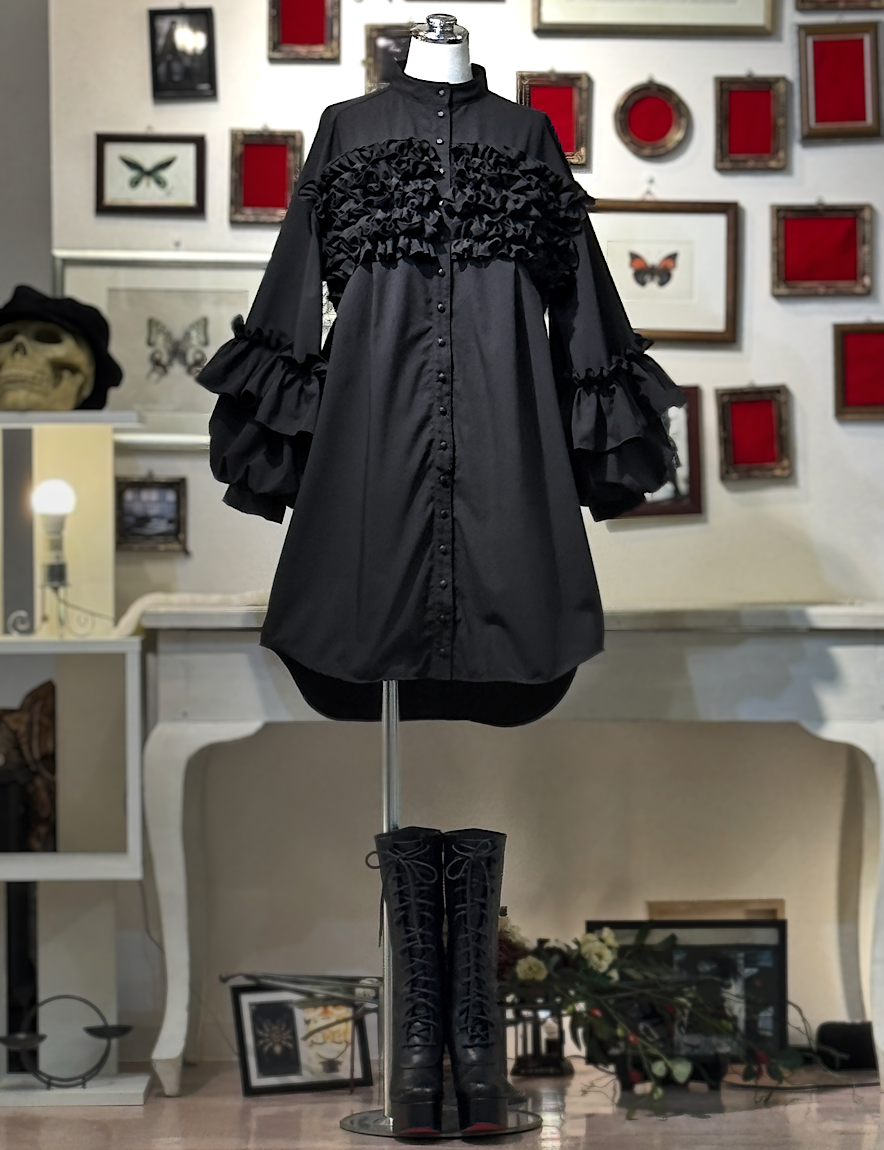 [NA+H] NA PLUS H ● 예약 ● EPEMERAL SHIRS DRESS (검은 색)