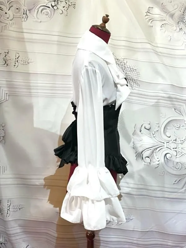 [MARBRE] Chemisier commutable en marbre avec lien croisé : blanc x noir