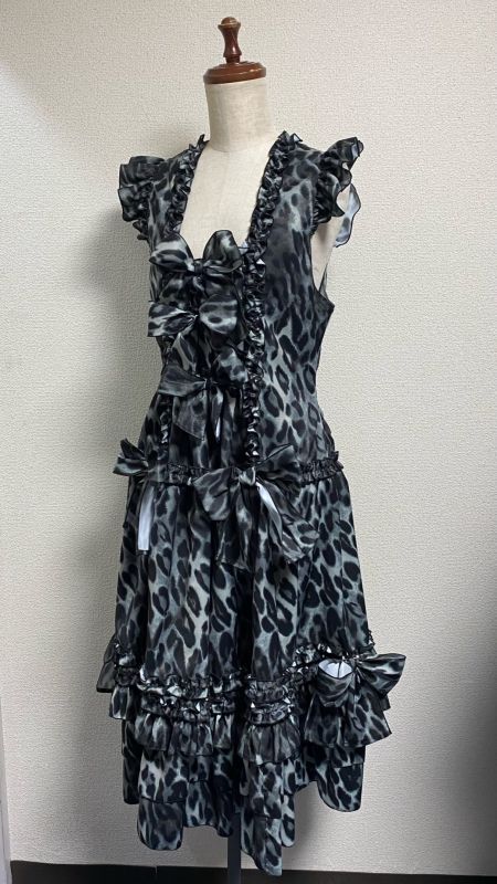 [Physical Drop] Physical Drop Ruffle Dress [Leopard print black, regular length]