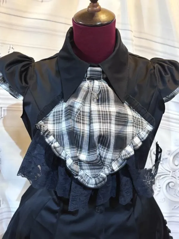 [MARBLE] Plisseekleid Marble BOX mit Wendekrawatte: Schwarz x Schwarz-Weiß-Karo oder schwarze Krawatte★Nicht zum Verkauf geeignet★
