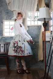 【Morun×Muuna Stoik】モランムーナストイック　Rose thorn bouquet」スカート　生成り/黒