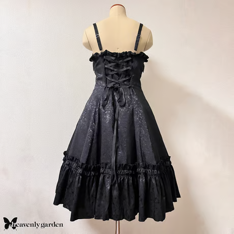 [heavenly garden] Heavenly Garden Rose Jacquard Princess Line Jumper Skirt Black