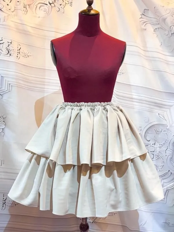 [MARBLE] Marble 2-tier frill tiered skirt: Beige