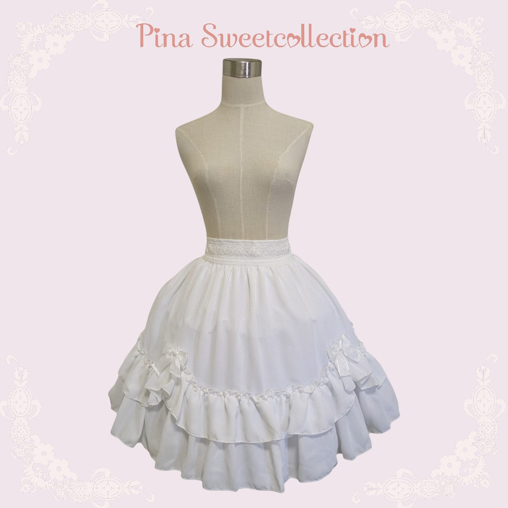 [Pina sweet collection] Pina sweet collection frilled scalloped apronWhiteNashiji