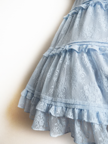 [Victorian maiden] Victorian Maiden Lacy Bouquet Tiered Dress Ivory/Greige/Pale Blue/Black ★Order period until November 24th★