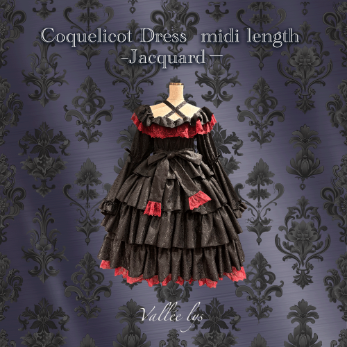 [valléelys]Coquelicot Dress中長提花布　