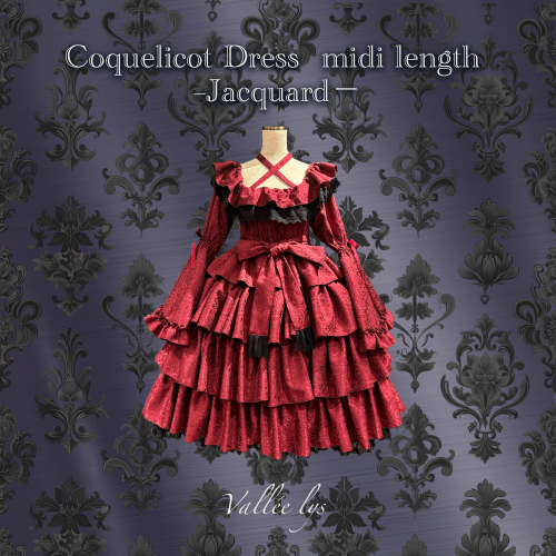 [valléelys]Coquelicot Dress中長提花布　