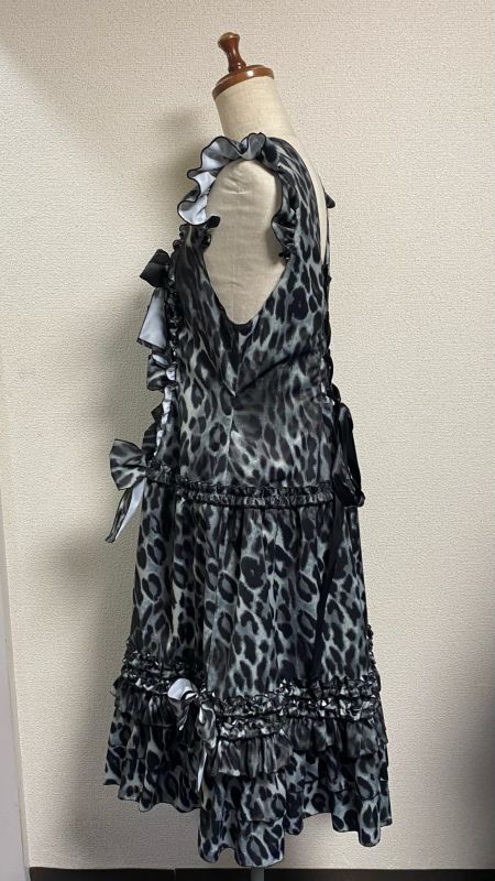 [Physical Drop] Physical Drop Ruffle Dress [Leopard print black, regular length]