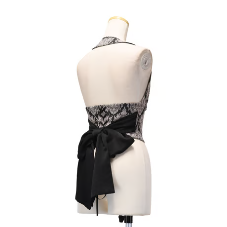 [Sheglit] Shegrit "Victorian" Halter Ribbon Chaleco Navy/Negro