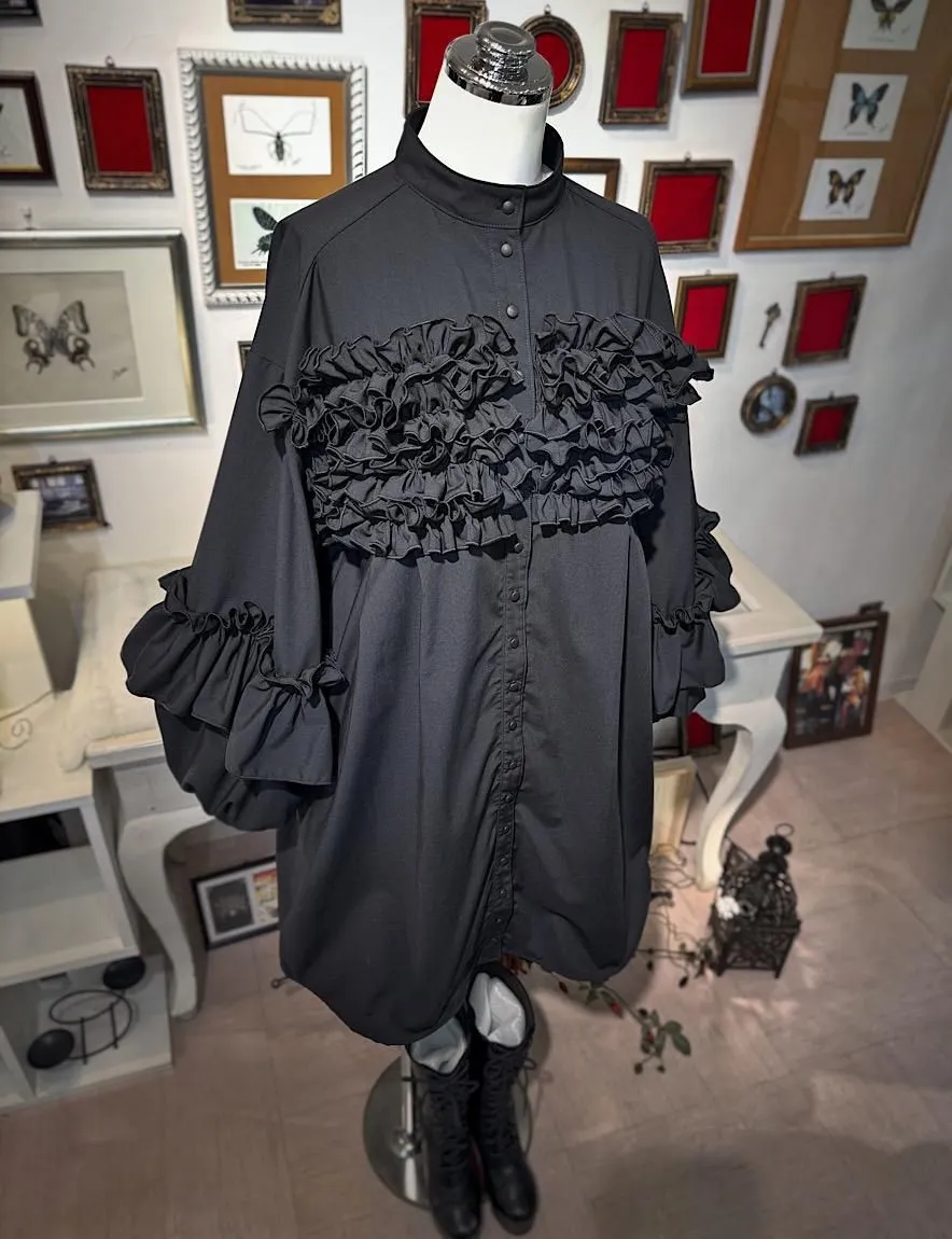 [NA+H] NA PLUS H ● 예약 ● EPEMERAL SHIRS DRESS (검은 색)