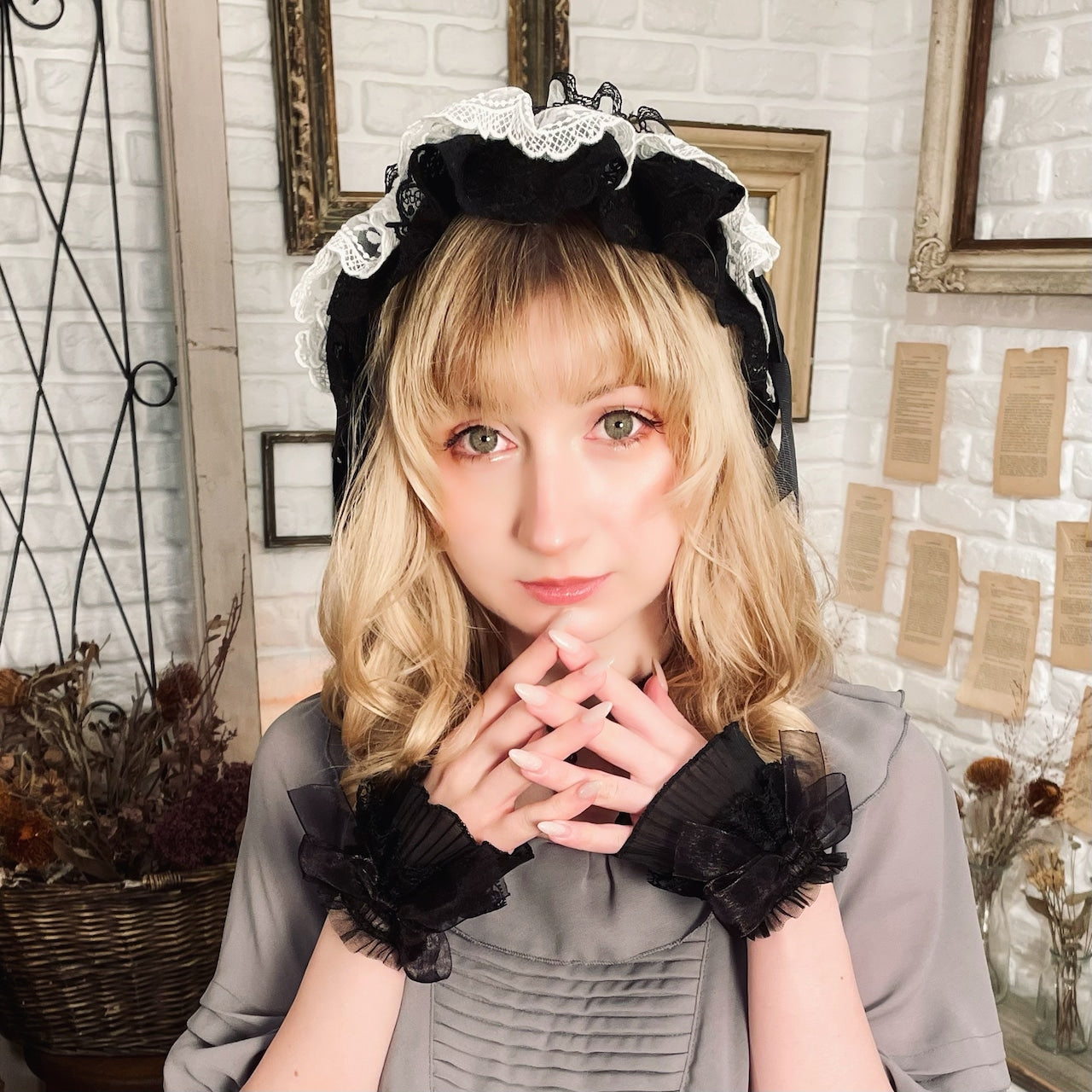 【Morun×Muuna Stoik】모란 무나스토틱 Libra 헤드 드레스 생성/화이트/블랙×레드/블랙×화이트/블랙×블랙/블랙×그린