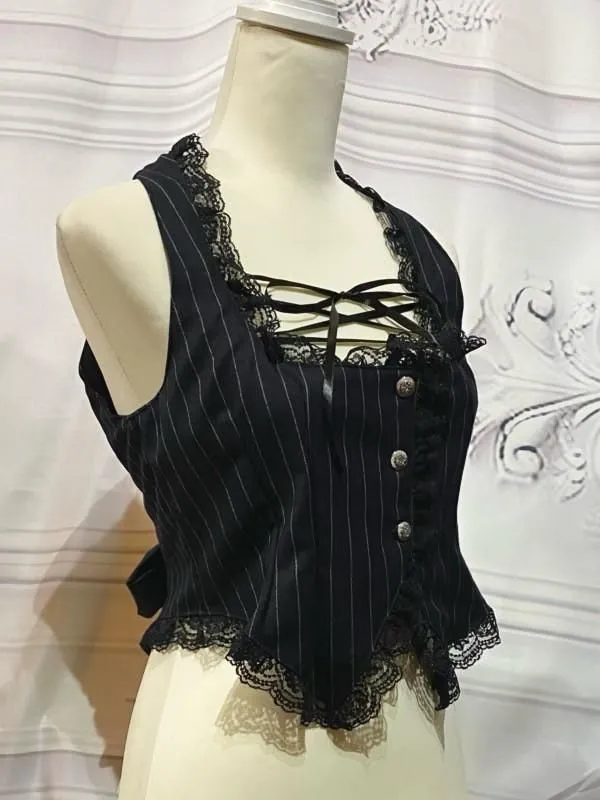 [Mármol] Marble Chrak Corset Style Vest: Negro x negro