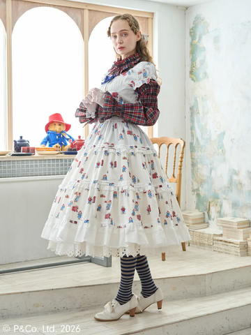 【Victorian maiden】ヴィクトリアンメイデン　Paddington™ ティアードドレス　ホワイト/ベージュ