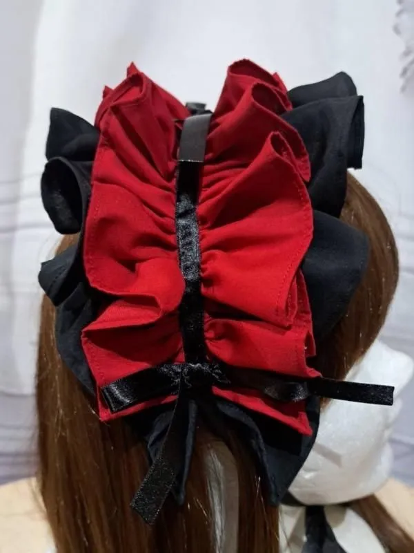 [대리석] 대리석 주름을 다듬는 볼륨 헤드 드레스 : Red X Black