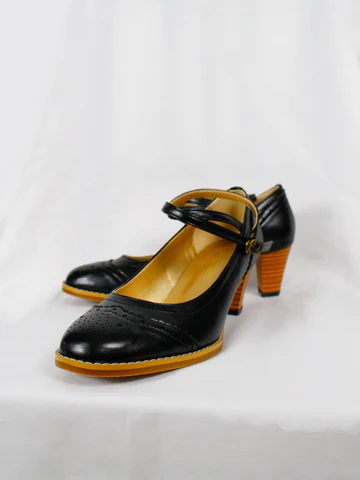 [Victorian Maiden] Victorian Lady Pumps Ivory x Brown/Bordeaux/Black