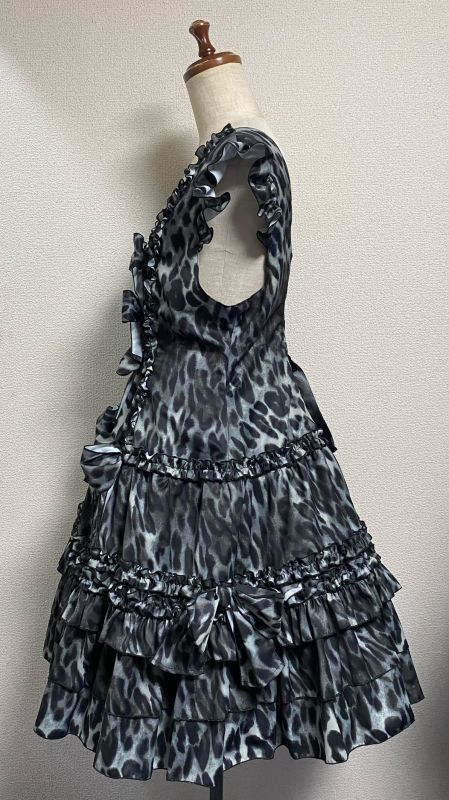 [Physical Drop] Physical Drop Ruffle Dress [Leopard print black, mini length]