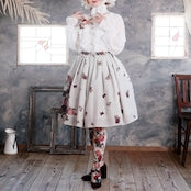 【Morun×Muuna Stoik】モランムーナストイック　Rose thorn bouquet」スカート　生成り/黒