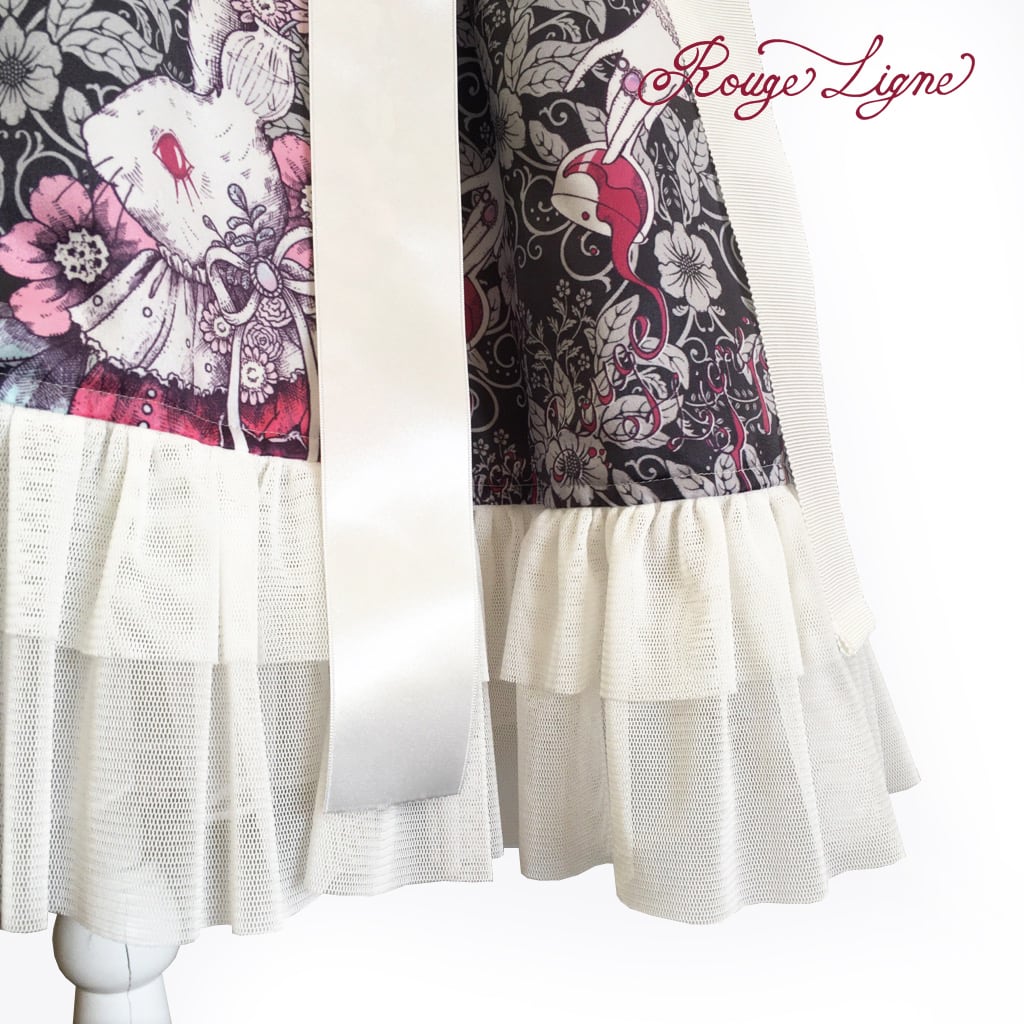 [Rouge Ligne] Rouge Ligne The Pomegranate Dress I Loved/Green gray×White