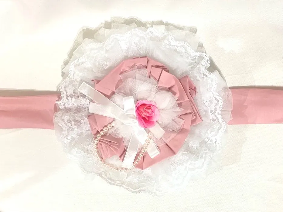 [Marmor] Romantische Motorhaube mit Marmorperle: Schwarz x Schwarz Rose x Weißer Schnickschnack x weißer Spitze x schwarzer Perle