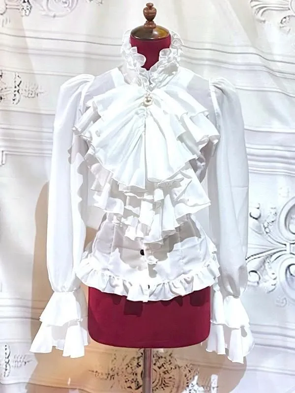 [Marble] Marble Bijoux Volume Bijoux Blouse thaï: noir