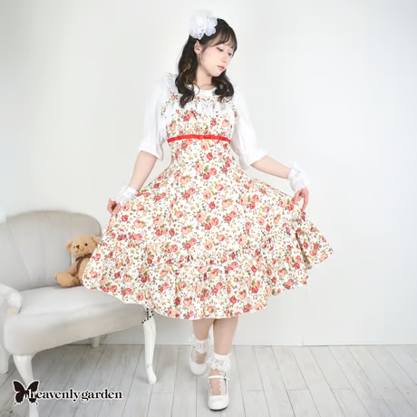 [Jardin céleste] Jupe pull Heavenly Garden Rose Princess Line - Rouge