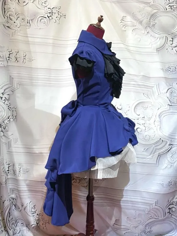 [MARBLE] Marble Gothic style elegan with styling jacket type drape dress: blue